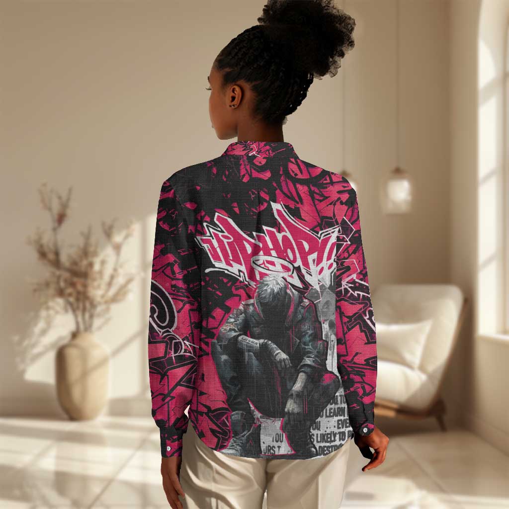 Hip Hop Graffiti Design Women Casual Shirt Sitting Hooded Figure and Red Black Street - African Pride