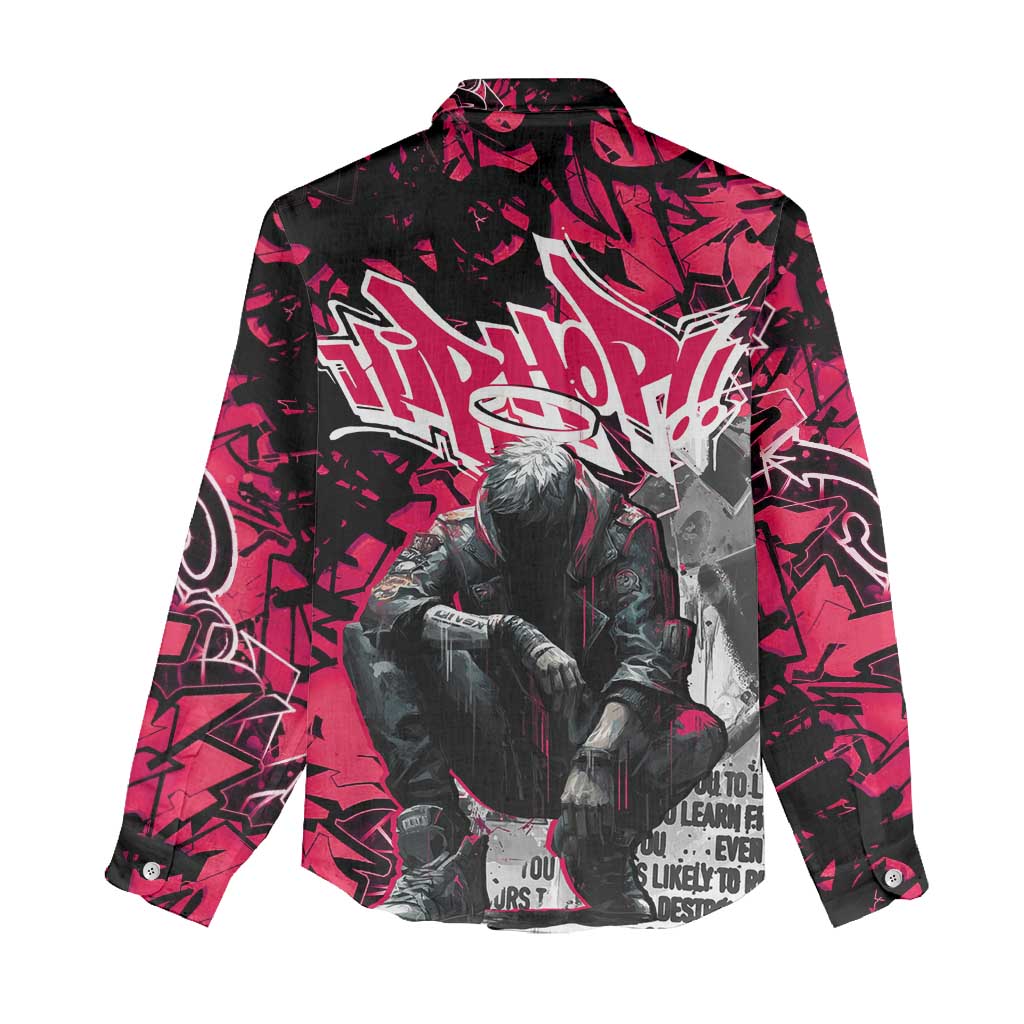 Hip Hop Graffiti Design Women Casual Shirt Sitting Hooded Figure and Red Black Street - African Pride