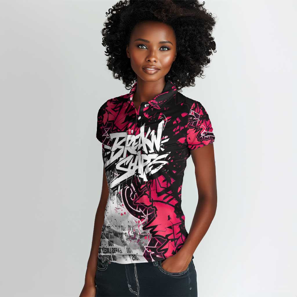 Hip Hop Graffiti Design Women Polo Shirt Sitting Hooded Figure and Red Black Street - African Pride