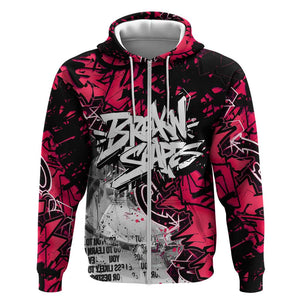 Hip Hop Graffiti Design Zip Hoodie Sitting Hooded Figure and Red Black Street - African Pride