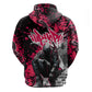 Hip Hop Graffiti Design Zip Hoodie Sitting Hooded Figure and Red Black Street - African Pride