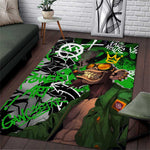 Graffiti Street Art Area Rug Smoking Ape Character and Neon Crown Symbols - African Pride