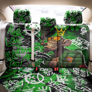 Graffiti Street Art Back Car Seat Cover Smoking Ape Character and Neon Crown Symbols - African Pride