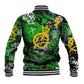 Graffiti Street Art Baseball Jacket Smoking Ape Character and Neon Crown Symbols - African Pride
