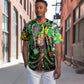 Graffiti Street Art Baseball Jersey Smoking Ape Character and Neon Crown Symbols - African Pride