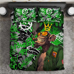 Graffiti Street Art Bedding Set Smoking Ape Character and Neon Crown Symbols - African Pride
