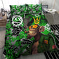 Graffiti Street Art Bedding Set Smoking Ape Character and Neon Crown Symbols - African Pride