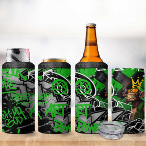 Graffiti Street Art 4 in 1 Can Cooler Tumbler Smoking Ape Character and Neon Crown Symbols - African Pride