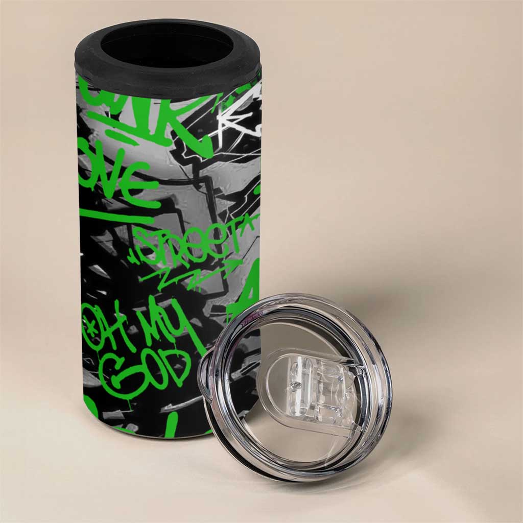 Graffiti Street Art 4 in 1 Can Cooler Tumbler Smoking Ape Character and Neon Crown Symbols - African Pride