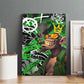Graffiti Street Art Canvas Wall Art Smoking Ape Character and Neon Crown Symbols - African Pride