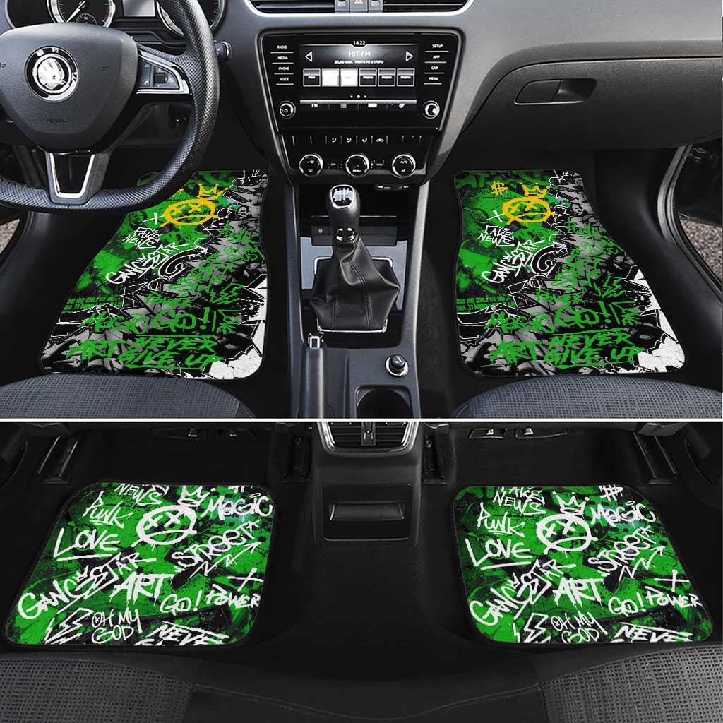 Graffiti Street Art Car Mats Smoking Ape Character and Neon Crown Symbols - African Pride