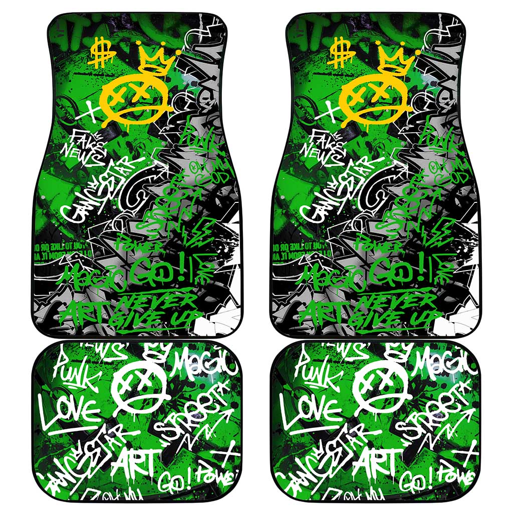 Graffiti Street Art Car Mats Smoking Ape Character and Neon Crown Symbols - African Pride