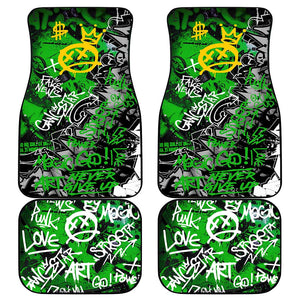 Graffiti Street Art Car Mats Smoking Ape Character and Neon Crown Symbols - African Pride