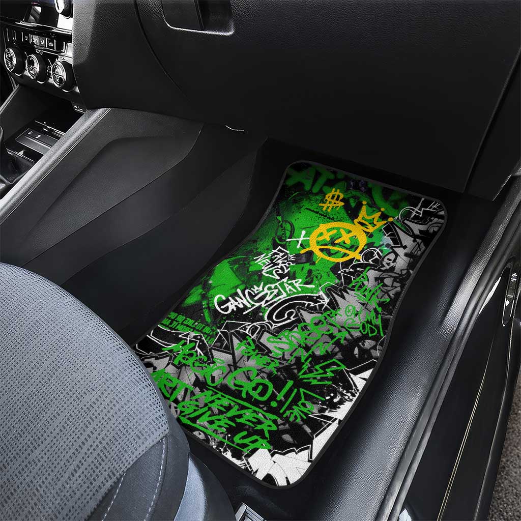 Graffiti Street Art Car Mats Smoking Ape Character and Neon Crown Symbols - African Pride
