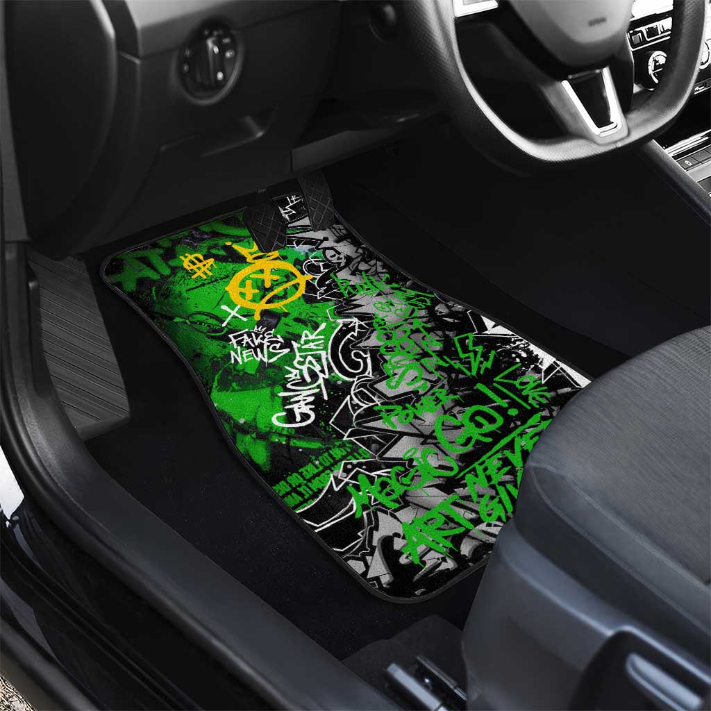 Graffiti Street Art Car Mats Smoking Ape Character and Neon Crown Symbols - African Pride