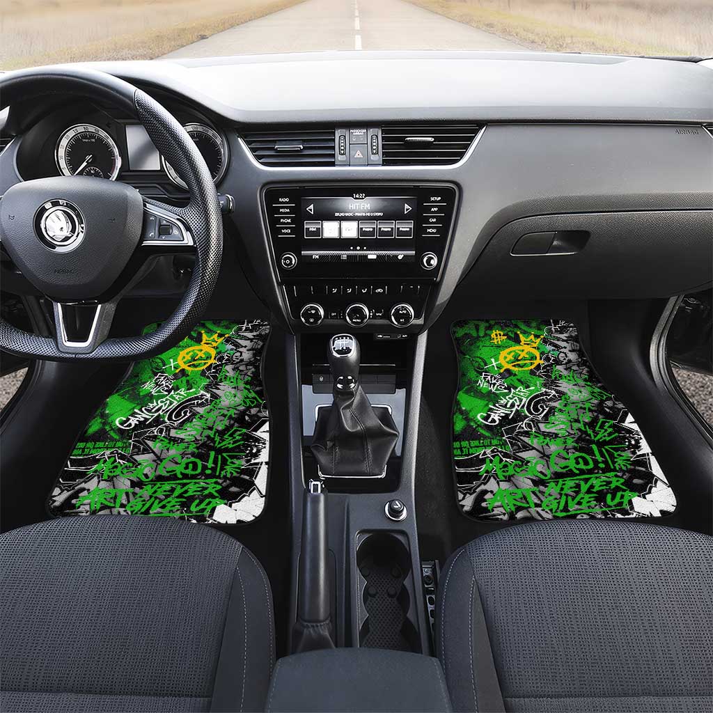 Graffiti Street Art Car Mats Smoking Ape Character and Neon Crown Symbols - African Pride