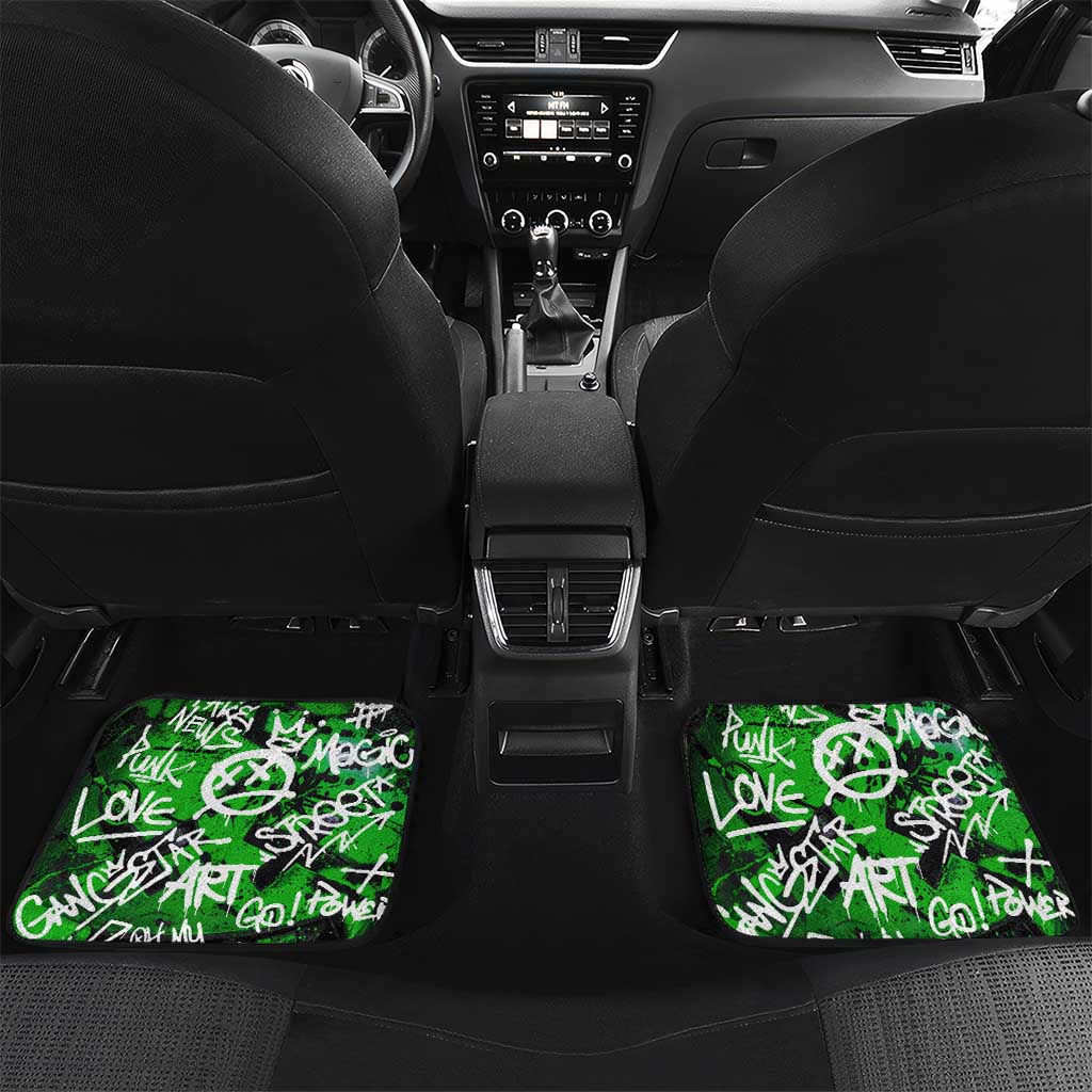 Graffiti Street Art Car Mats Smoking Ape Character and Neon Crown Symbols - African Pride