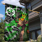 Graffiti Street Art Garden Flag Smoking Ape Character and Neon Crown Symbols - African Pride