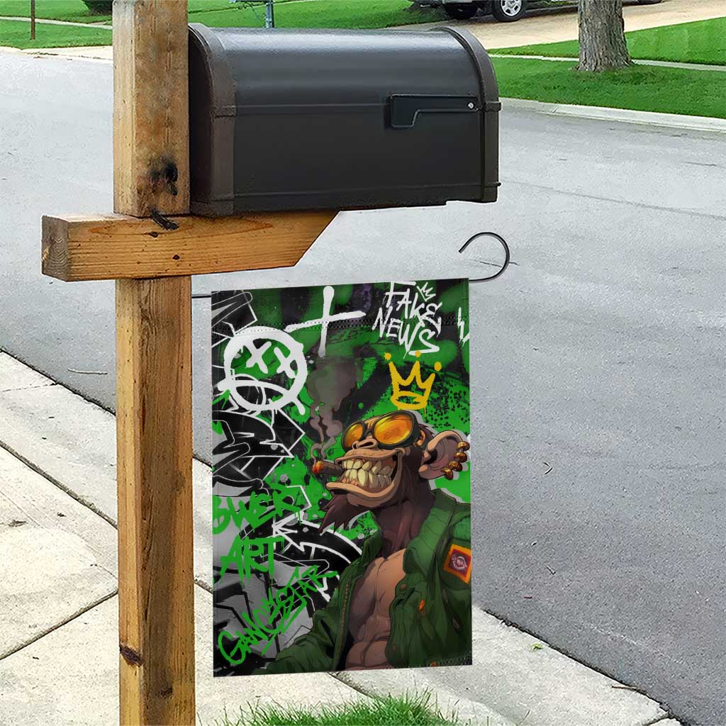 Graffiti Street Art Garden Flag Smoking Ape Character and Neon Crown Symbols - African Pride