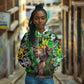 Graffiti Street Art Hoodie Smoking Ape Character and Neon Crown Symbols - African Pride