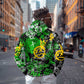 Graffiti Street Art Hoodie Smoking Ape Character and Neon Crown Symbols - African Pride