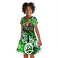 Graffiti Street Art Kid Short Sleeve Dress Smoking Ape Character and Neon Crown Symbols - African Pride