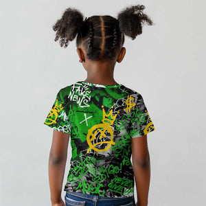 Graffiti Street Art Kid T shirt Smoking Ape Character and Neon Crown Symbols - African Pride
