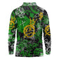Graffiti Street Art Long Sleeve Polo Shirt Smoking Ape Character and Neon Crown Symbols - African Pride