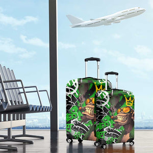 Graffiti Street Art Luggage Cover Smoking Ape Character and Neon Crown Symbols - African Pride