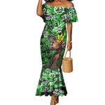 Graffiti Street Art Mermaid Dress Smoking Ape Character and Neon Crown Symbols - African Pride