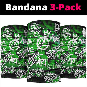Graffiti Street Art Neck Gaiter Smoking Ape Character and Neon Crown Symbols - African Pride