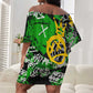 Graffiti Street Art Off Shoulder Short Dress Smoking Ape Character and Neon Crown Symbols - African Pride