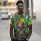 Graffiti Street Art Polo Shirt Smoking Ape Character and Neon Crown Symbols - African Pride