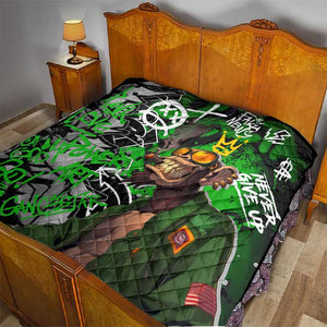 Graffiti Street Art Quilt Smoking Ape Character and Neon Crown Symbols - African Pride