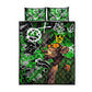 Graffiti Street Art Quilt Bed Set Smoking Ape Character and Neon Crown Symbols - African Pride