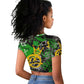 Graffiti Street Art Raglan Cropped T shirt Smoking Ape Character and Neon Crown Symbols - African Pride