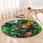 Graffiti Street Art Round Carpet Smoking Ape Character and Neon Crown Symbols - African Pride