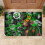 Graffiti Street Art Rubber Doormat Smoking Ape Character and Neon Crown Symbols - African Pride