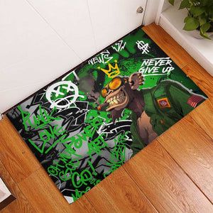 Graffiti Street Art Rubber Doormat Smoking Ape Character and Neon Crown Symbols - African Pride