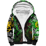 Graffiti Street Art Sherpa Hoodie Smoking Ape Character and Neon Crown Symbols - African Pride
