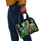 Graffiti Street Art Shoulder Handbag Smoking Ape Character and Neon Crown Symbols - African Pride