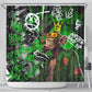 Graffiti Street Art Shower Curtain Smoking Ape Character and Neon Crown Symbols - African Pride