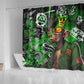 Graffiti Street Art Shower Curtain Smoking Ape Character and Neon Crown Symbols - African Pride