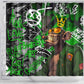Graffiti Street Art Shower Curtain Smoking Ape Character and Neon Crown Symbols - African Pride