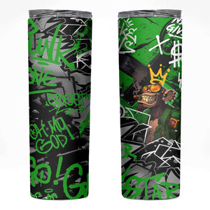 Graffiti Street Art Skinny Tumbler Smoking Ape Character and Neon Crown Symbols - African Pride