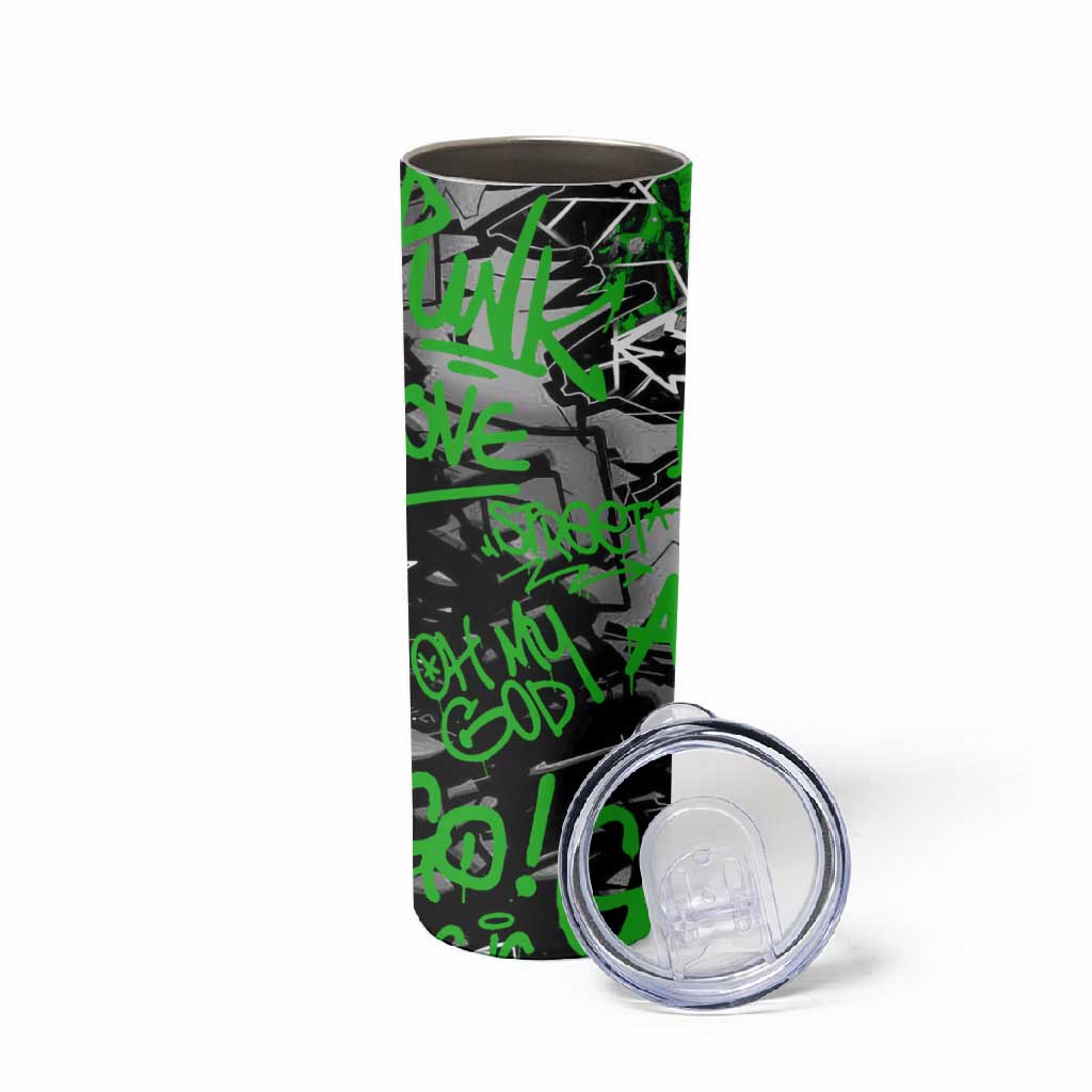 Graffiti Street Art Skinny Tumbler Smoking Ape Character and Neon Crown Symbols - African Pride