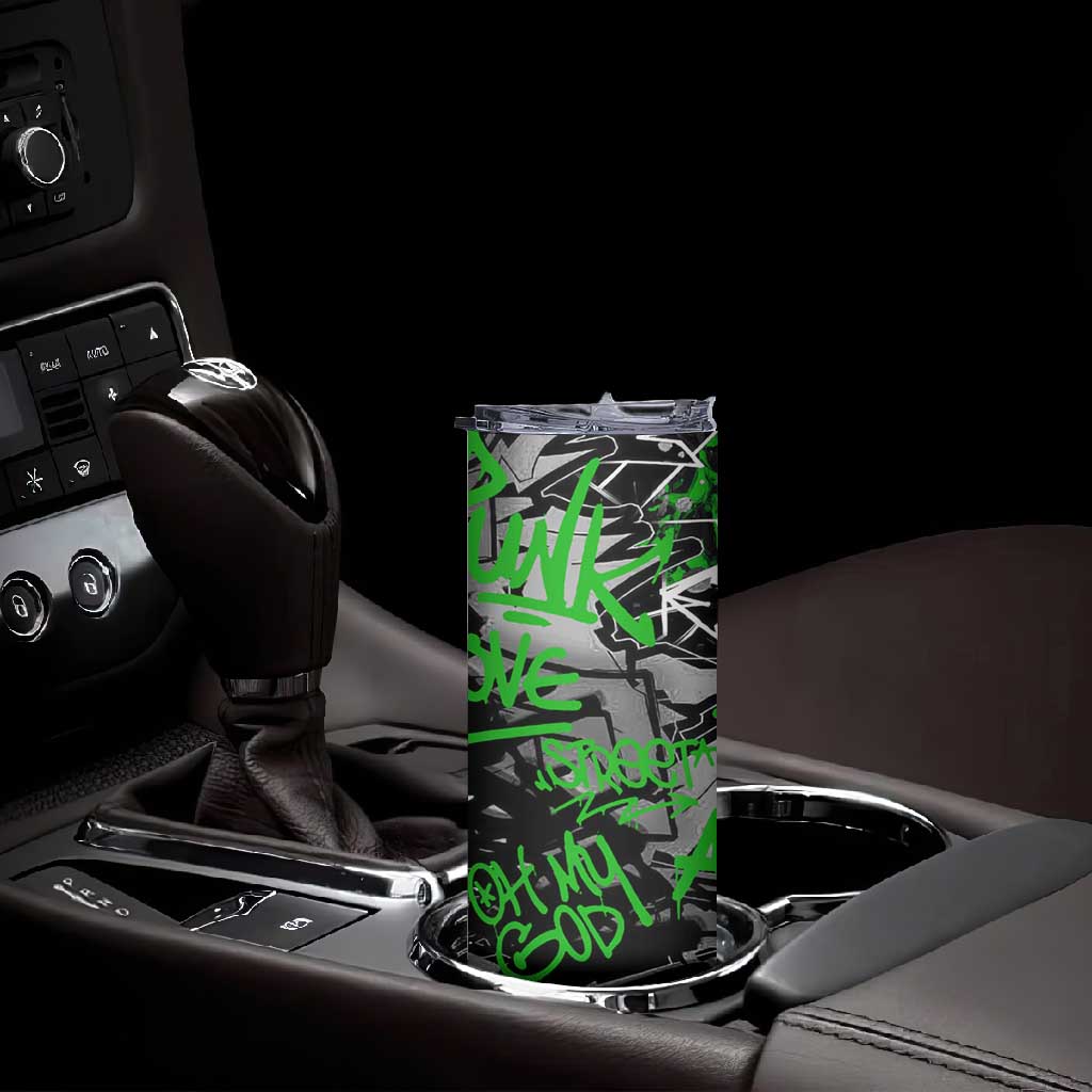 Graffiti Street Art Skinny Tumbler Smoking Ape Character and Neon Crown Symbols - African Pride
