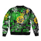 Graffiti Street Art Sleeve Zip Bomber Jacket Smoking Ape Character and Neon Crown Symbols - African Pride