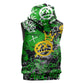 Graffiti Street Art Sleeveless Zip Hoodie Smoking Ape Character and Neon Crown Symbols - African Pride