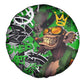Graffiti Street Art Spare Tire Cover Smoking Ape Character and Neon Crown Symbols - African Pride